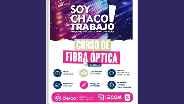 Gráfica del curso de fibra óptica de Soy Chaco Trabajo en Resistencia