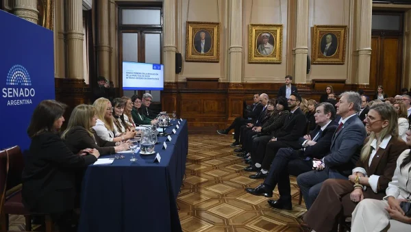 Autoridades y asistentes en la jornada sobre óxido nitroso-oxígeno en el Senado argentino