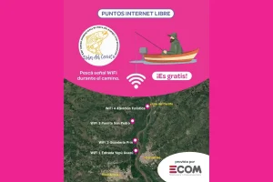 Infografía sobre los puntos de internet libre en la Isla del Cerrito durante el Torneo del Dorado