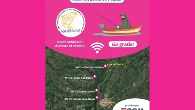 Infografía sobre los puntos de internet libre en la Isla del Cerrito durante el Torneo del Dorado