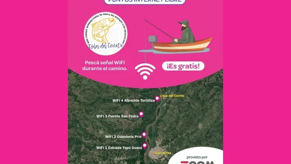 Infografía sobre los puntos de internet libre en la Isla del Cerrito durante el Torneo del Dorado
