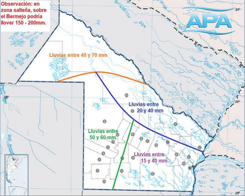 Pronóstico de precipitaciones en Chaco por regiones