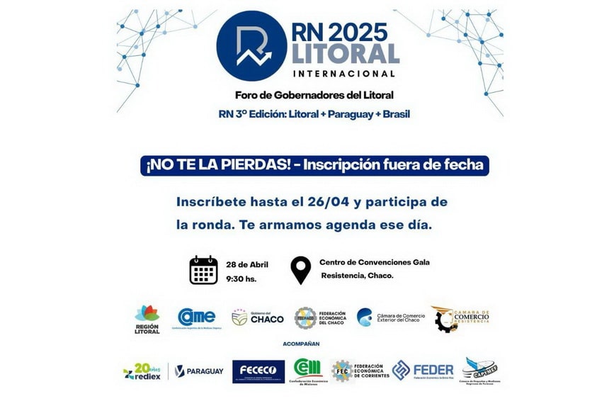 Empresarios del Litoral, Paraguay y Brasil se reunirán en Resistencia